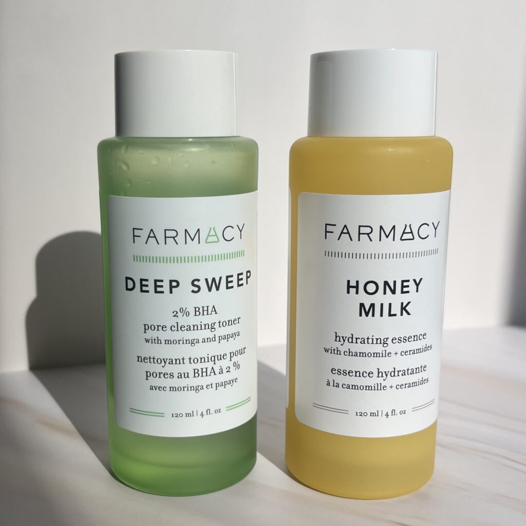 Farmacy deep sweep toner and honey milk essence