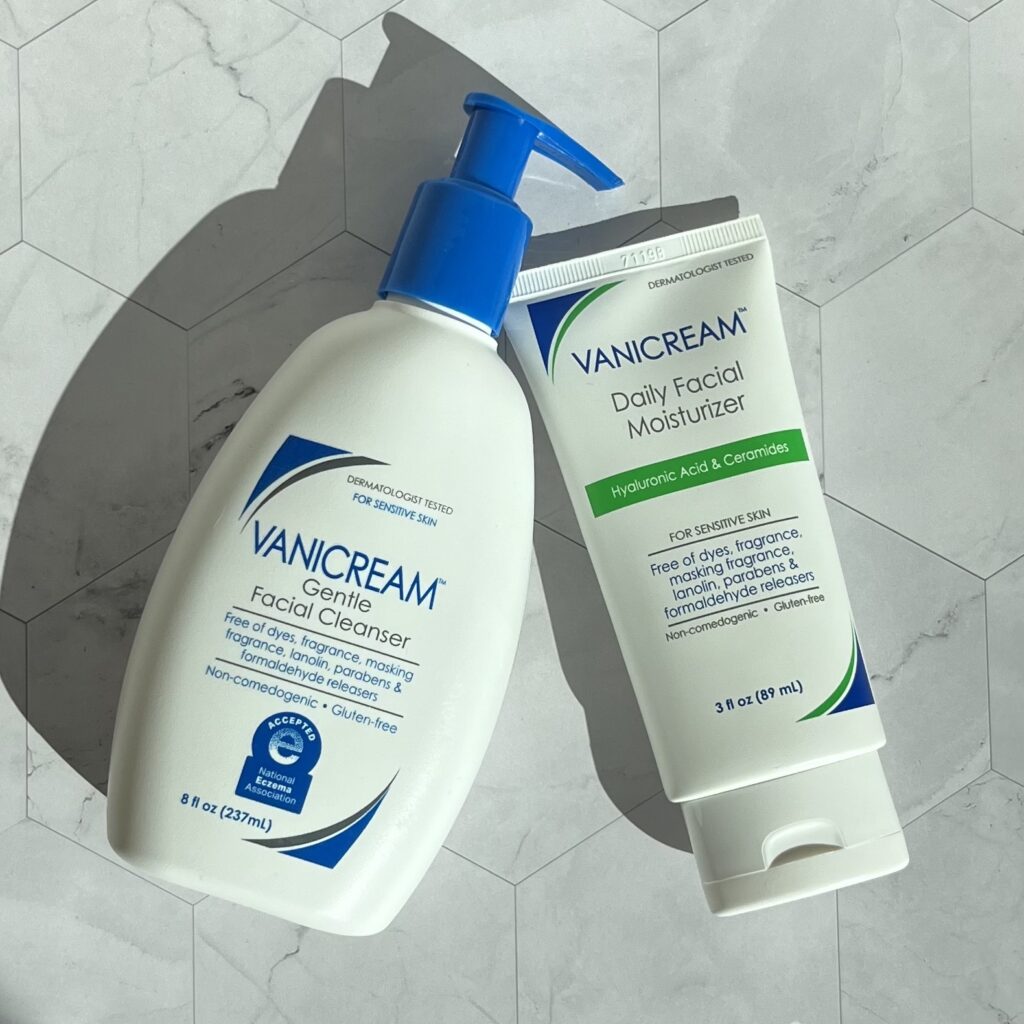 Vanicream face cleanser and moisturizer