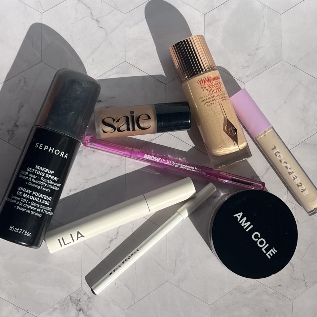 Assortment of clean makeup products 